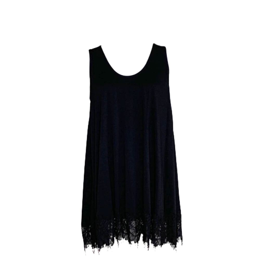 Monoreno Top Dress Black Sleeveless Lace Hem Swing Tunic Mini Dress Small NEW